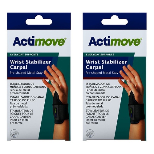 Actimove Wrist Stabiliser Carpal Right/Left Universal Black Pack of 2