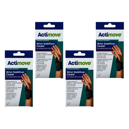 Actimove Wrist Stabiliser Carpal Right/Left Universal Black Pack of 4