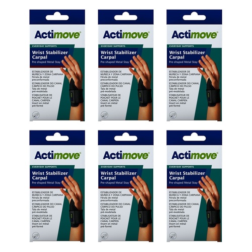Actimove Wrist Stabiliser Carpal Right/Left Universal Black Pack of 6