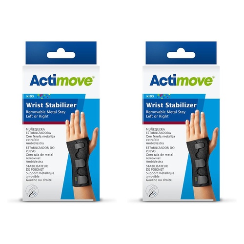 Actimove Sport Wrist Brace Right/Left Pediatric Black Pack of 2