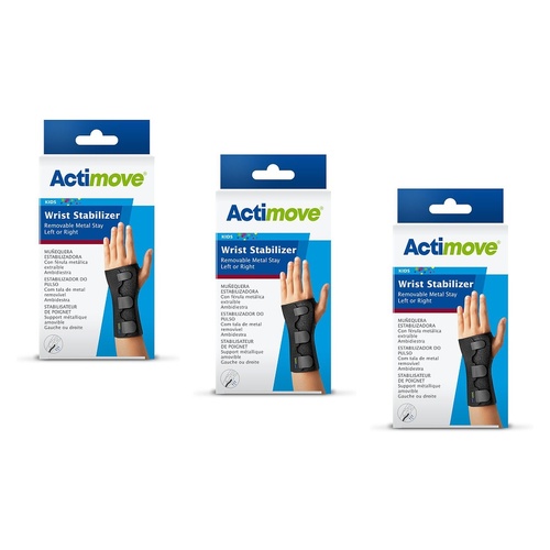 Actimove Sport Wrist Brace Right/Left Pediatric Black Pack of 3