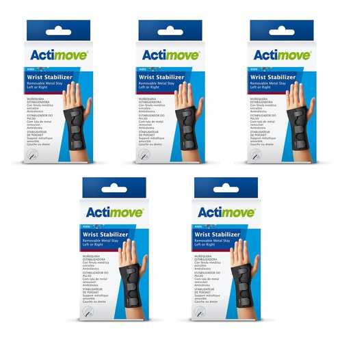 Actimove Sport Wrist Brace Right/Left Pediatric Black Pack of 5