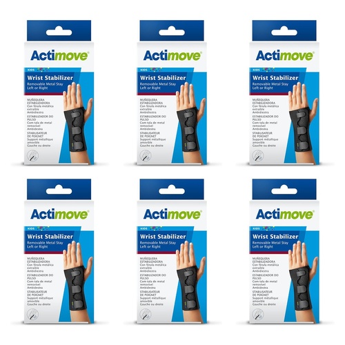 Actimove Sport Wrist Brace Right/Left Pediatric Black Pack of 6