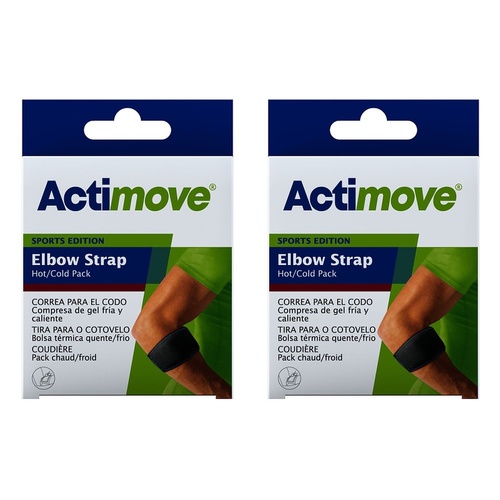 Actimove Elbow Strap Hot/Cold Pack, Universal, Black Bundle of 2