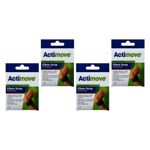 Actimove Elbow Strap Hot/Cold Pack, Universal, Black Bundle of 4