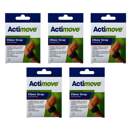 Actimove Elbow Strap Hot/Cold Pack, Universal, Black Bundle of 5