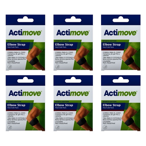 Actimove Elbow Strap Hot/Cold Pack, Universal, Black Bundle of 6