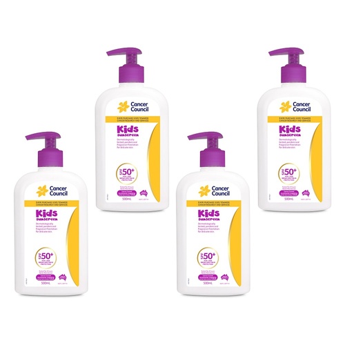 Cancer Council Kids Sunscreen Pump SPF 50+ 500mL Pack of 4