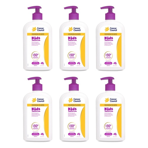 Cancer Council Kids Sunscreen Pump SPF 50+ 500mL Pack of 6