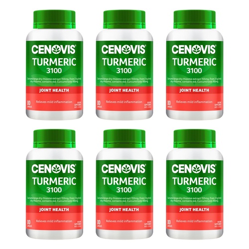 Cenovis Turmeric 3100 Joint Health 80 Capsules Pack of 6