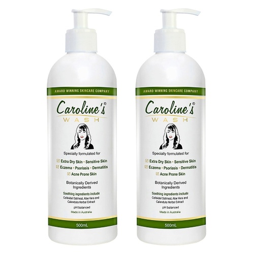 Caroline's Skincare Wash for Dry, Eczema-Prone Skin 500mL Pack of 2