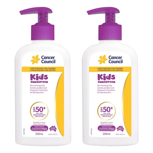 Cancer Council Kids Sunscreen Pump SPF 50+ 200mL Pack of 2