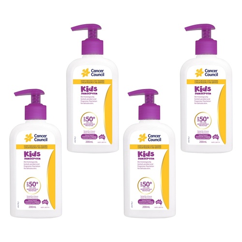 Cancer Council Kids Sunscreen Pump SPF 50+ 200mL Pack of 4