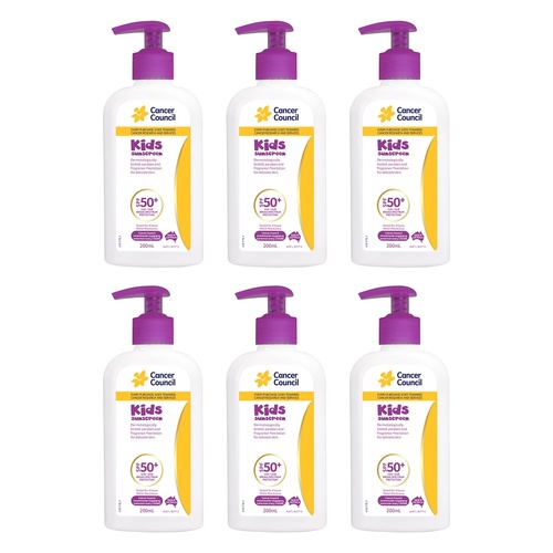 Cancer Council Kids Sunscreen Pump SPF 50+ 200mL Pack of 6