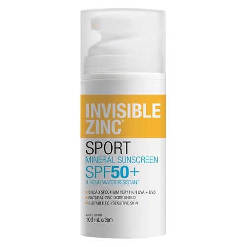 Invisible Zinc Sport 4 Hour Resistant Sunscreen SPF50+ 100mL