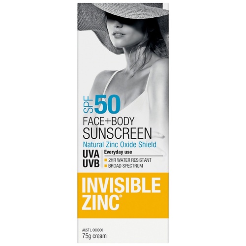 Invisible Zinc Face & Body Sunscreen SPF50 75g