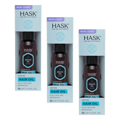 Hask Argan Oil Repairing Hair Oil Vial 59mL Pack of 3