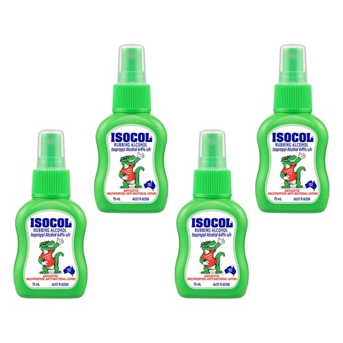 Isocol Rubbing Alcohol Antiseptic Cleanser 75mL Pack of 4