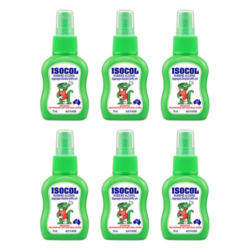 Isocol Rubbing Alcohol Antiseptic Cleanser 75mL Pack of 6