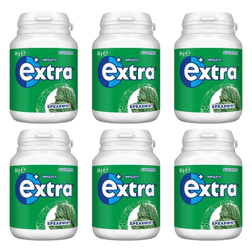 Extra Spearmint Sugar Free Chewing Gum 64g x 6 Bundle of 6