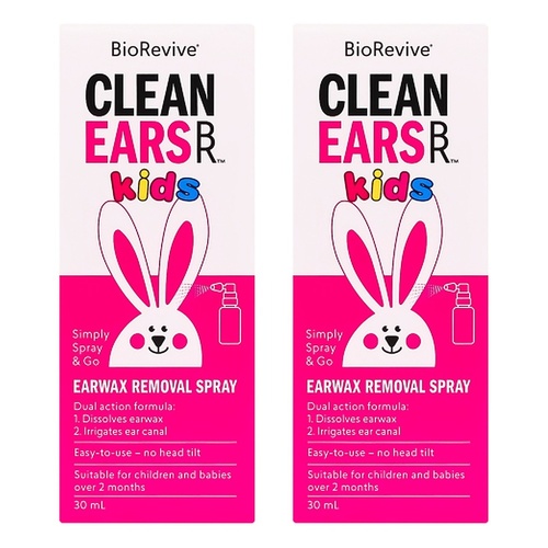 BioRevive CleanEars Kids Earwax Removal Spray 30mL Pack of 2