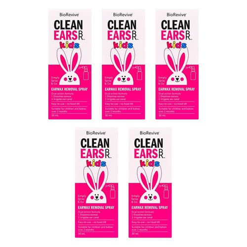 BioRevive CleanEars Kids Earwax Removal Spray 30mL Pack of 5