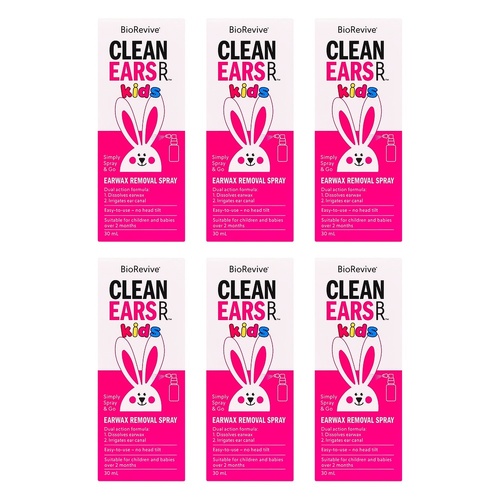 BioRevive CleanEars Kids Earwax Removal Spray 30mL Pack of 6