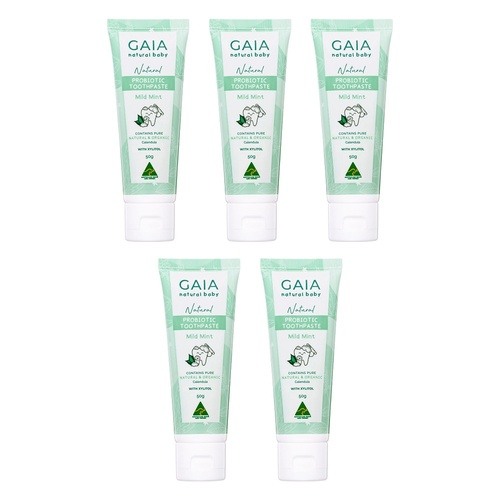 GAIA Natural Baby Probiotic Toothpaste Mild Mint 50g Pack of 5