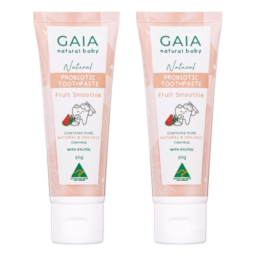 GAIA Natural Probiotic Toothpaste Fruit Smoothie 50g Pack of 2