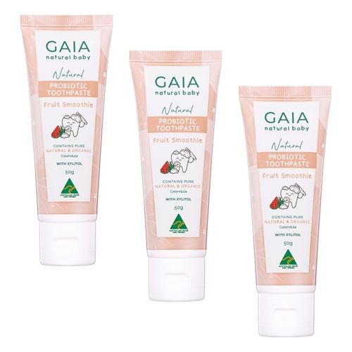 GAIA Natural Probiotic Toothpaste Fruit Smoothie 50g Pack of 3