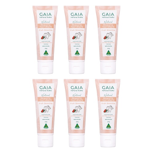 GAIA Natural Probiotic Toothpaste Fruit Smoothie 50g Pack of 6