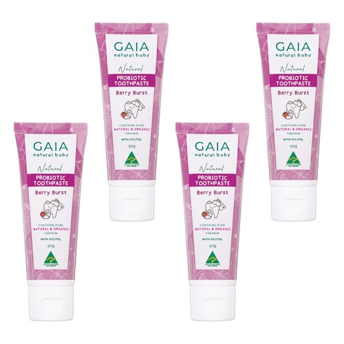 GAIA Natural Probiotic Toothpaste Berry Burst 50g Pack of 4