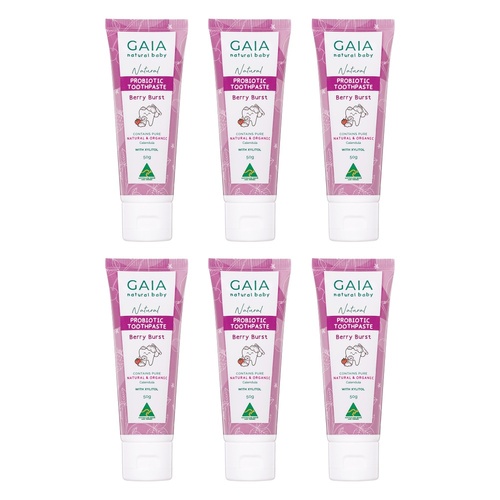 GAIA Natural Probiotic Toothpaste Berry Burst 50g Pack of 6