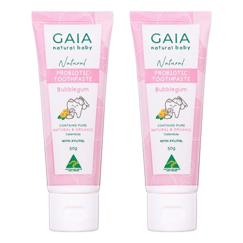 GAIA Natural Probiotic Toothpaste Bubblegum 50g Pack of 2