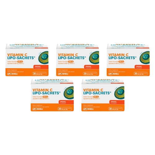 Lipo-Sachets Vitamin C Original Flavour Sachets 5g 30 Pack Bundle of 5