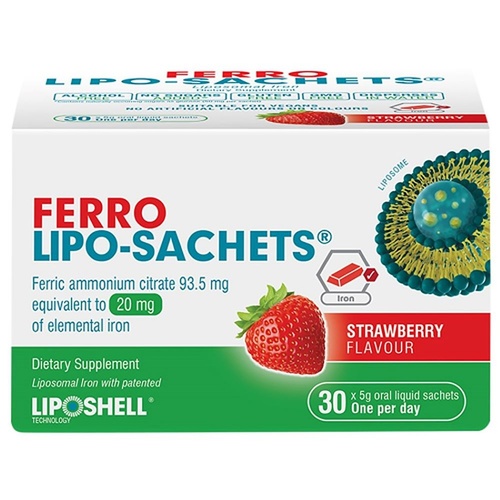 Lipo-Sachets Ferro Strawberry Flavour Sachets 5g 30 Pack
