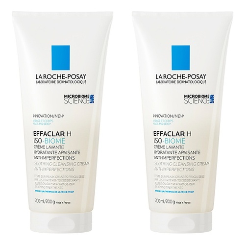 La Roche-Posay Effaclar H Iso-Biome Soothing Cleansing Cream 200mL Pack of 2
