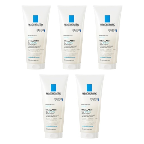 La Roche-Posay Effaclar H Iso-Biome Soothing Cleansing Cream 200mL Pack of 5