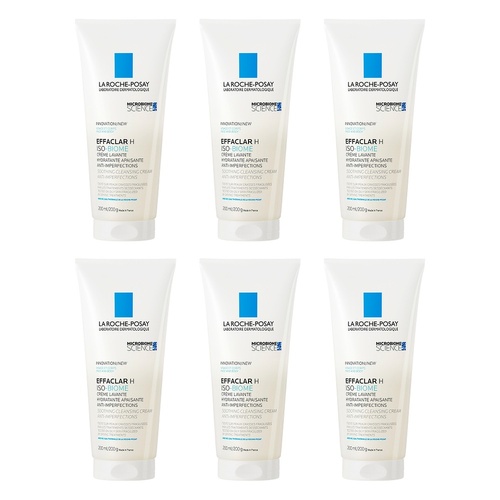 La Roche-Posay Effaclar H Iso-Biome Soothing Cleansing Cream 200mL Pack of 6