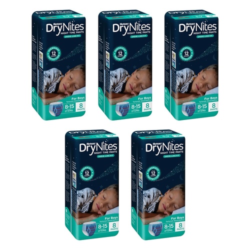 Huggies DryNites Night Time Pants Boys 8-15 Years 8 Pack x 3 Bundle of 5