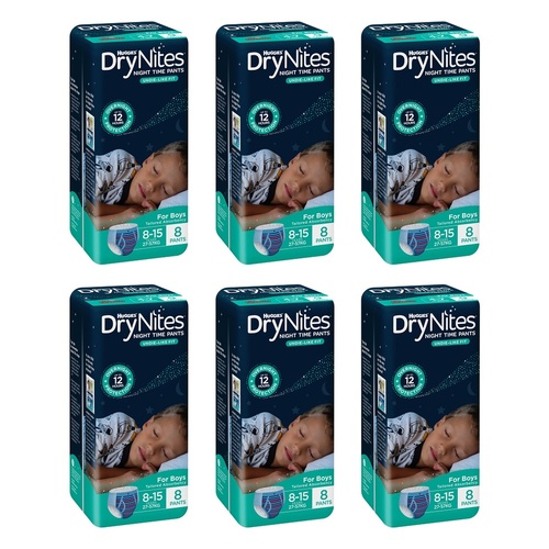 Huggies DryNites Night Time Pants Boys 8-15 Years 8 Pack x 3 Bundle of 6
