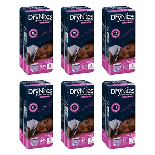 Huggies DryNites Night Time Pants Girls 8-15 Years 8 Pack x 3 Bundle of 6