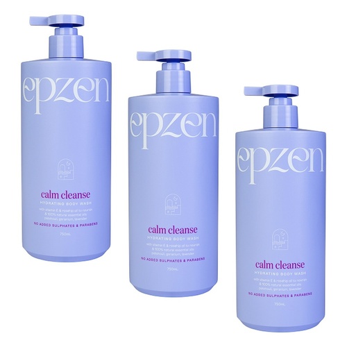 EpZen Calm Cleanse Hydrating Body Wash 750mL x 3 Bundle of 3