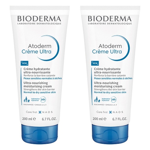 Bioderma Atoderm Creme Ultra Nourishing Daily Moisturiser 200mL Pack of 2