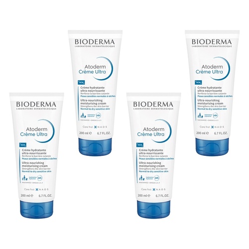 Bioderma Atoderm Creme Ultra Nourishing Daily Moisturiser 200mL Pack of 4