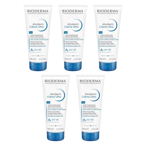 Bioderma Atoderm Creme Ultra Nourishing Daily Moisturiser 200mL Pack of 5