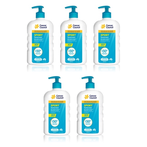Cancer Council Sport Sunscreen Dry Touch & Sweat Resistant Lotion SPF Pack of 5