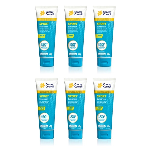 Cancer Council Sport Sunscreen Dry Touch & Sweat Resistant Lotion SPF Pack of 6