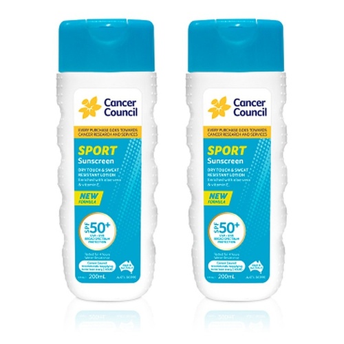 Cancer Council Sport Sunscreen Dry Touch & Sweat Resistant Lotion SPF Pack of 2
