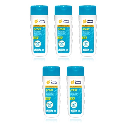 Cancer Council Sport Sunscreen Dry Touch & Sweat Resistant Lotion SPF Pack of 5